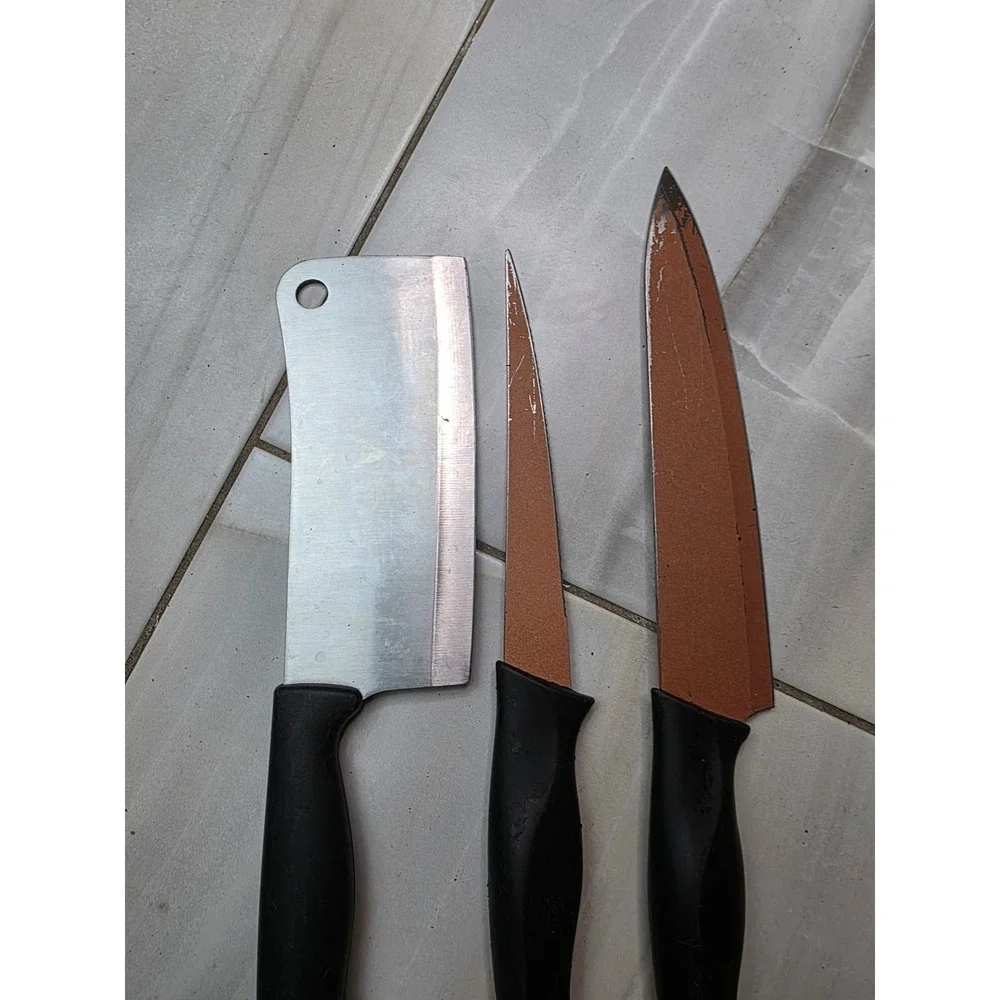 Farberware Cleaver and Copper Chef Knife Set 3 Piece Mixed Kitchen‎ Cutlery A4
